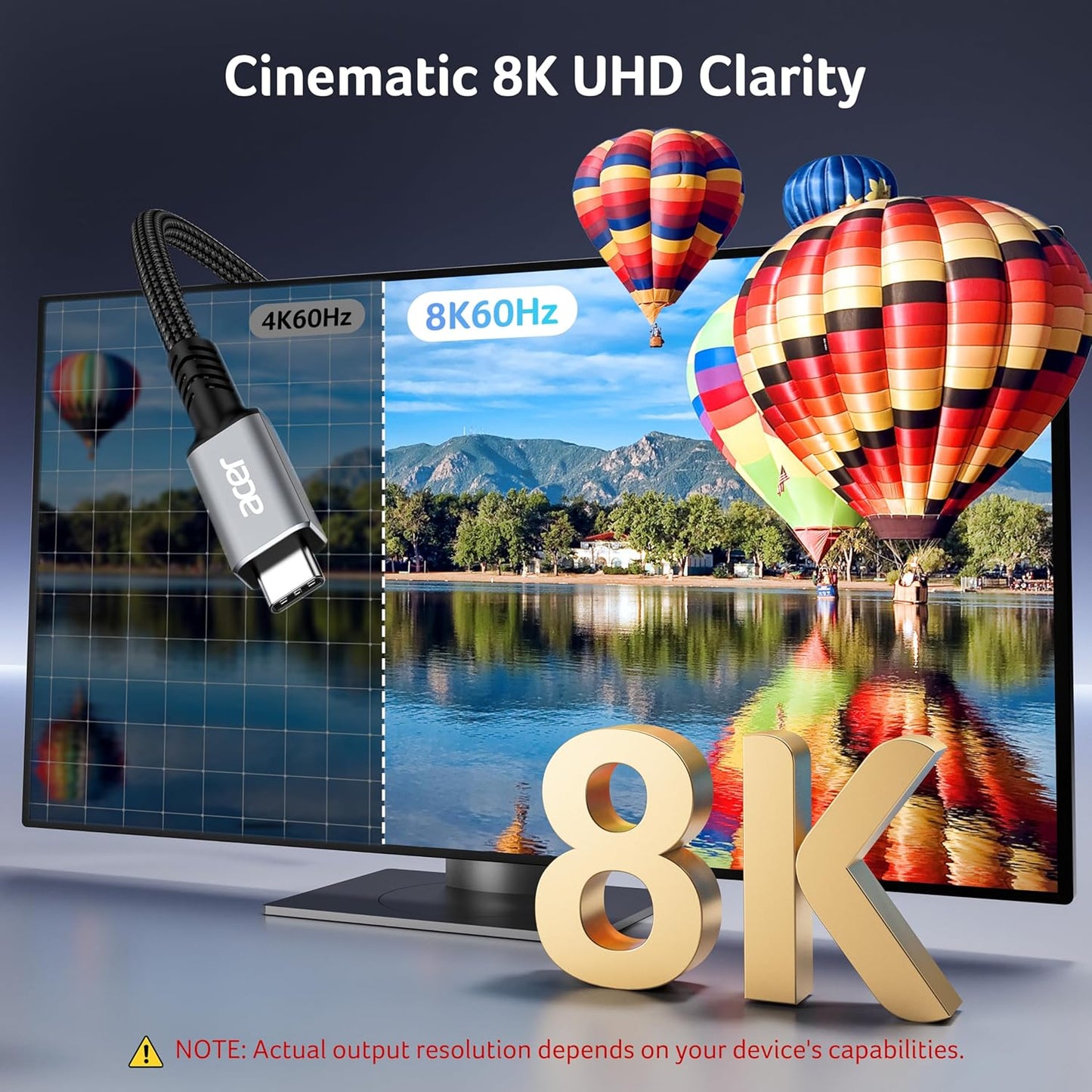 Acer High-Speed USB Cables USB-C Cable: 8K@60Hz, 40Gbps, 240W Charging, DEMO