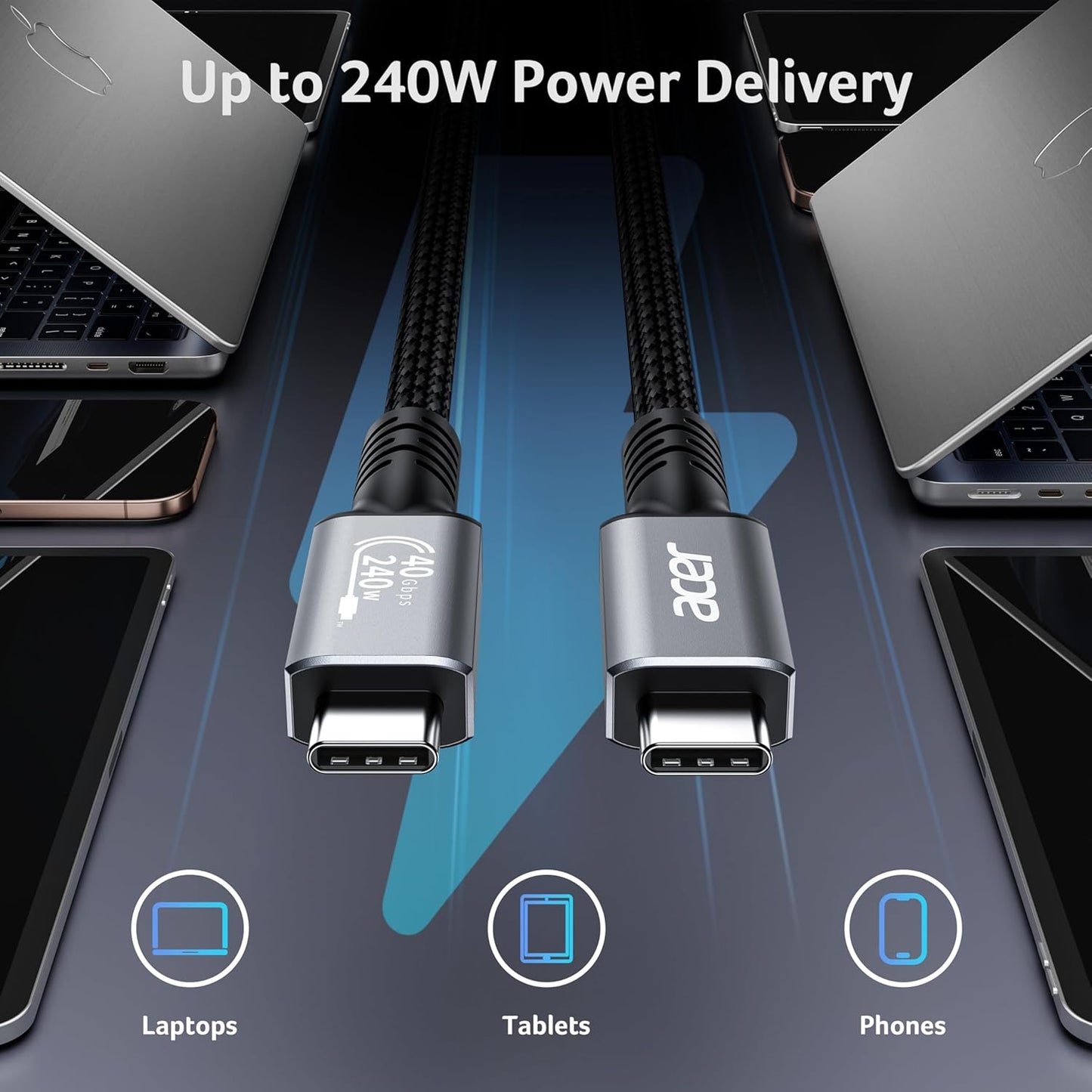 Acer High-Speed USB Cables USB-C Cable: 8K@60Hz, 40Gbps, 240W Charging, DEMO