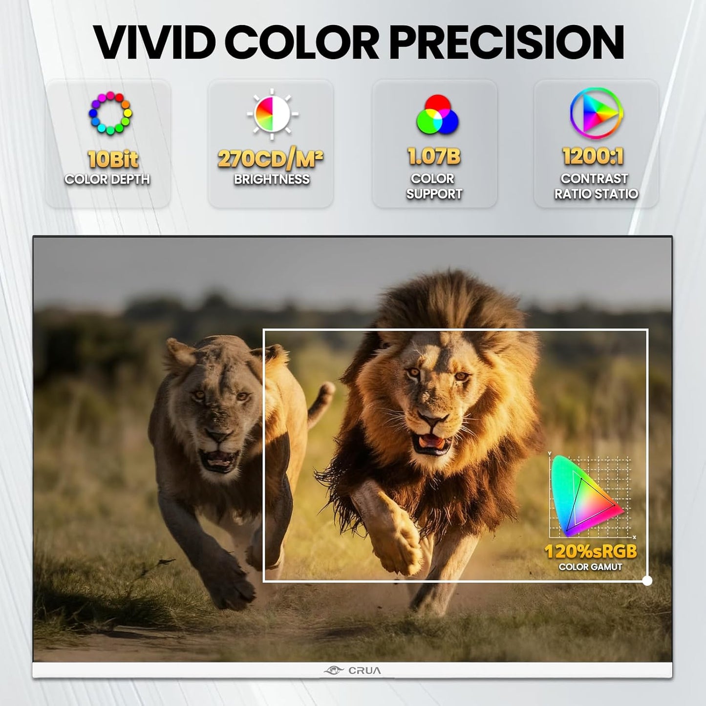 CRUA 4K Monitors IPS Monitor 3840x2560 120% sRGB HDR FreeSync G-Sync Dark NEW