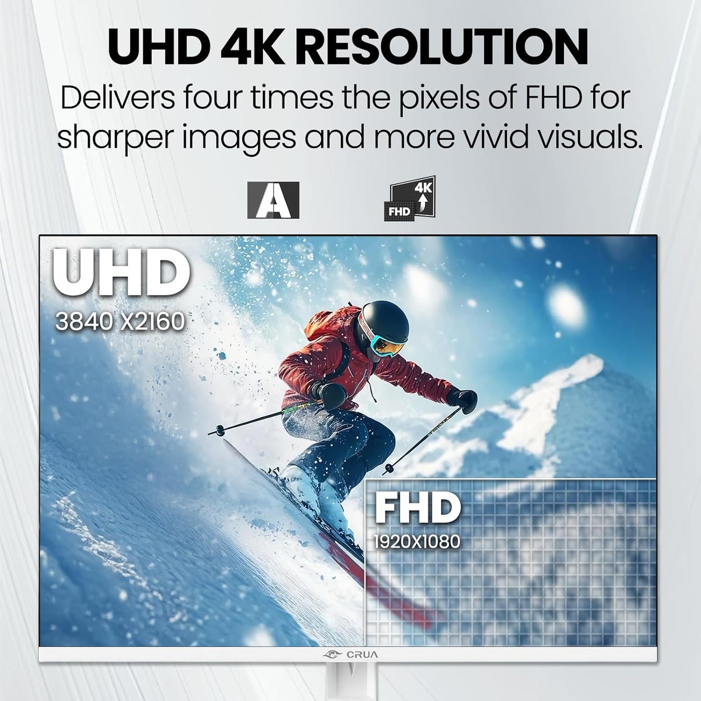 CRUA 4K Monitors IPS Monitor 3840x2560 120% sRGB HDR FreeSync G-Sync Dark NEW
