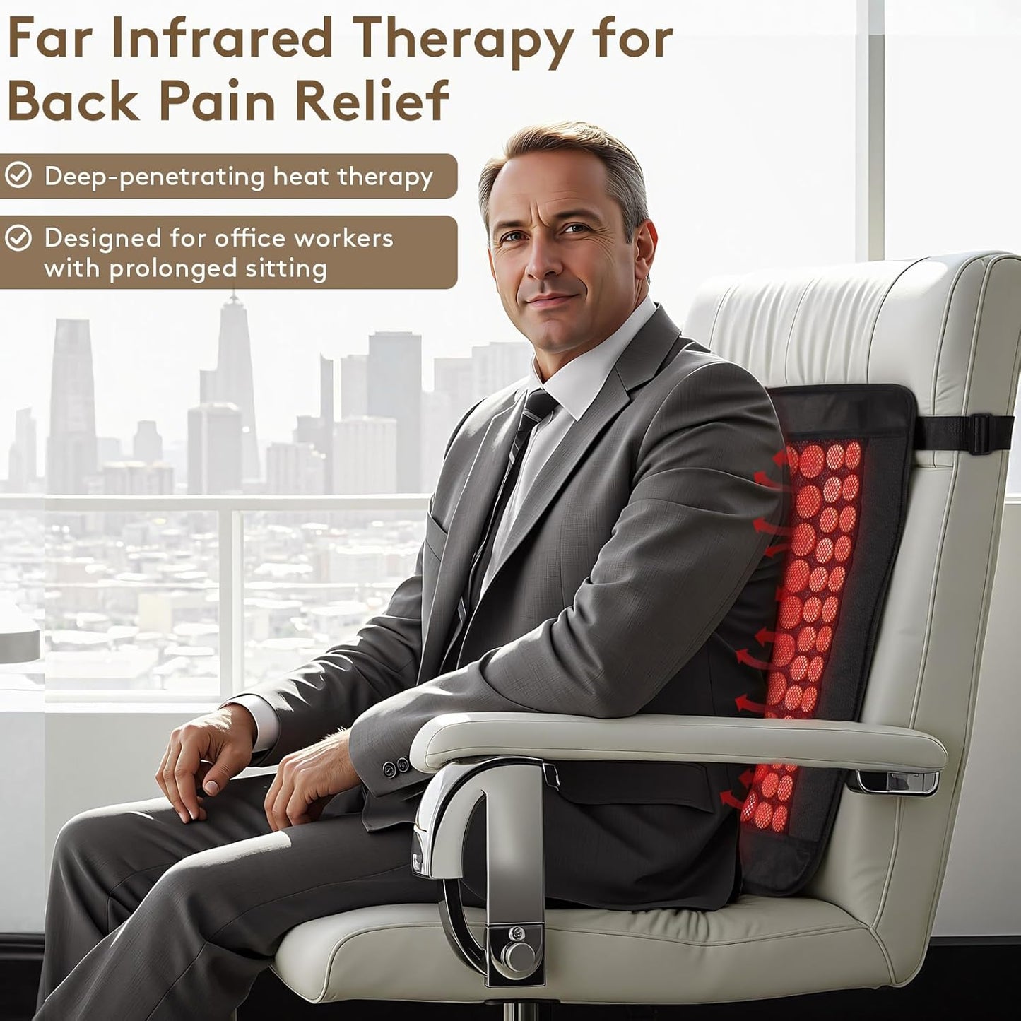 UTK Heating Pad for Back Pain Relief Far Infrared Relaxation Black Brown NEW