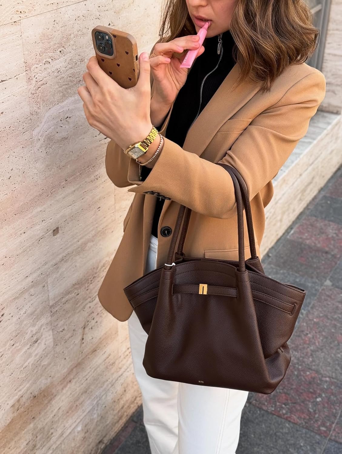 JW PEI Totes Women's Medium Dark Brown Hana Tote Bag - Stylish Everyday NEW