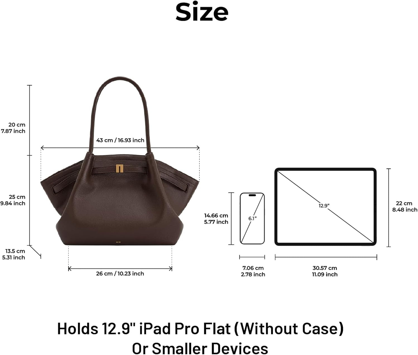JW PEI Totes Women's Medium Dark Brown Hana Tote Bag - Stylish Everyday NEW