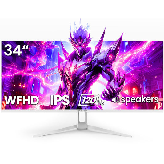 CRUA Ultrawide Monitors 21:9 WFHD 2560x1080 IPS 120Hz White Gaming Monitor DEMO