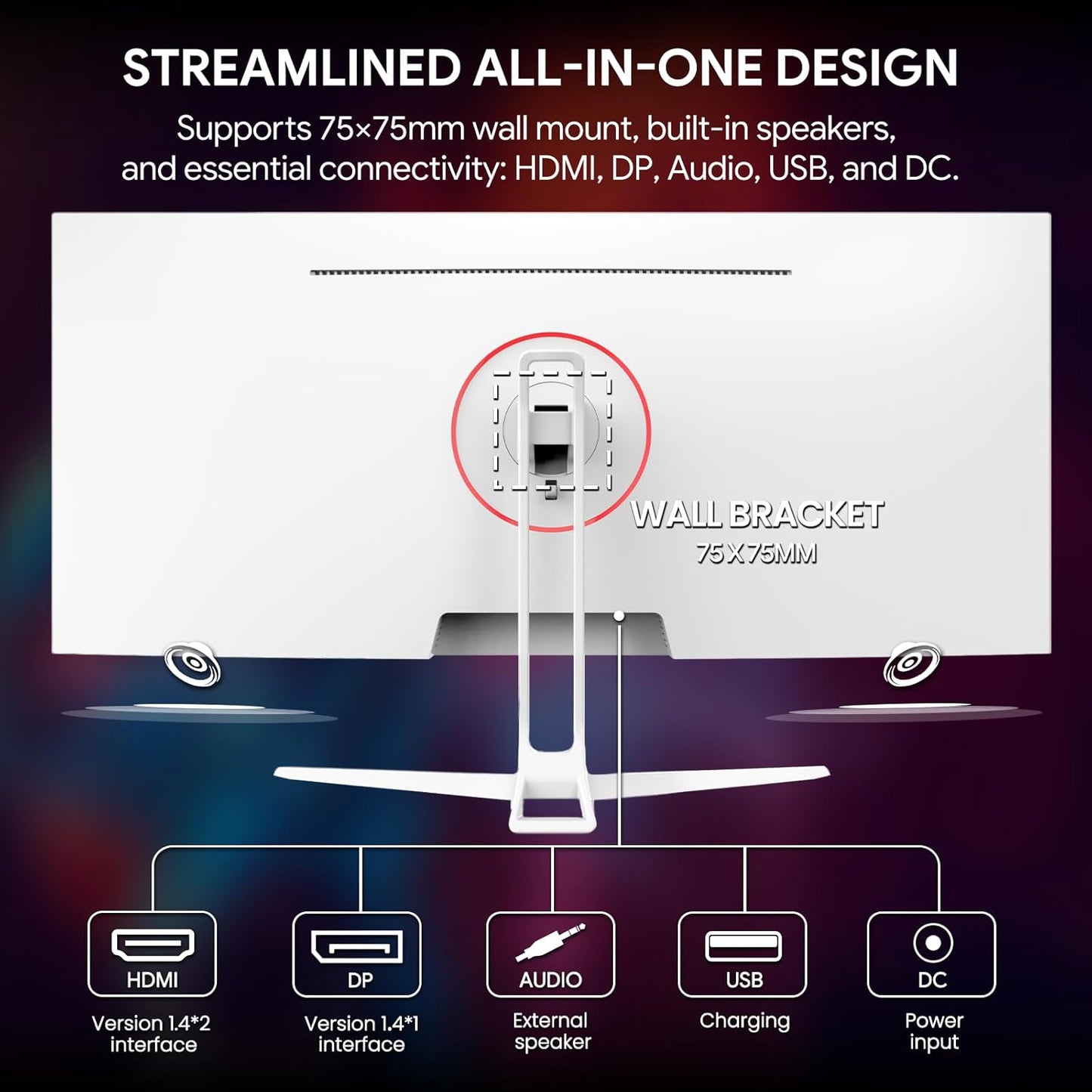 CRUA Ultrawide Monitors 21:9 WFHD 2560x1080 IPS 120Hz White Gaming Monitor DEMO
