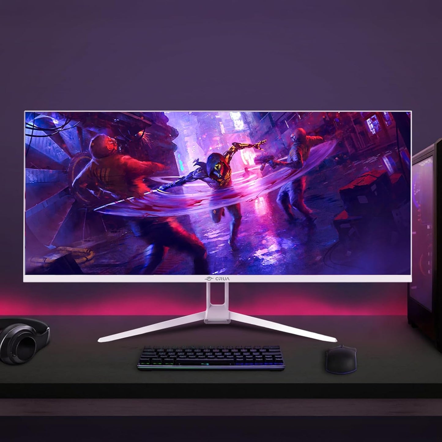 CRUA Ultrawide Monitors 21:9 WFHD 2560x1080 IPS 120Hz White Gaming Monitor DEMO