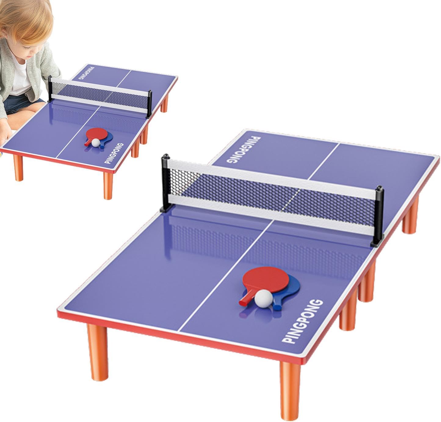 Portable Tabletop Table Tennis Game with 2 Rackets and 1 Ball, 60 cm DEMO