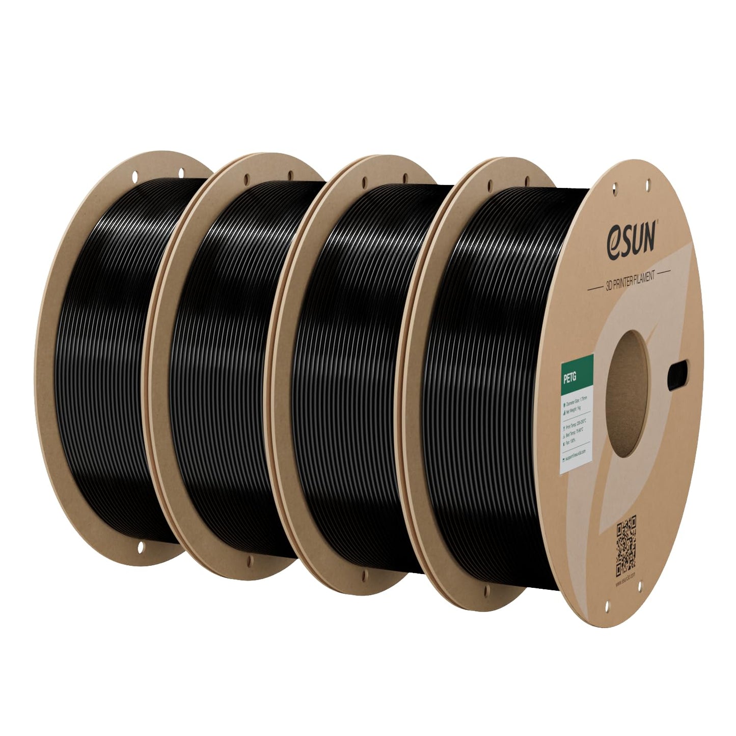 eSUN PETG 3D Printer Filament Black High Toughness 1KG Spool 4-Pack Bundle NEW