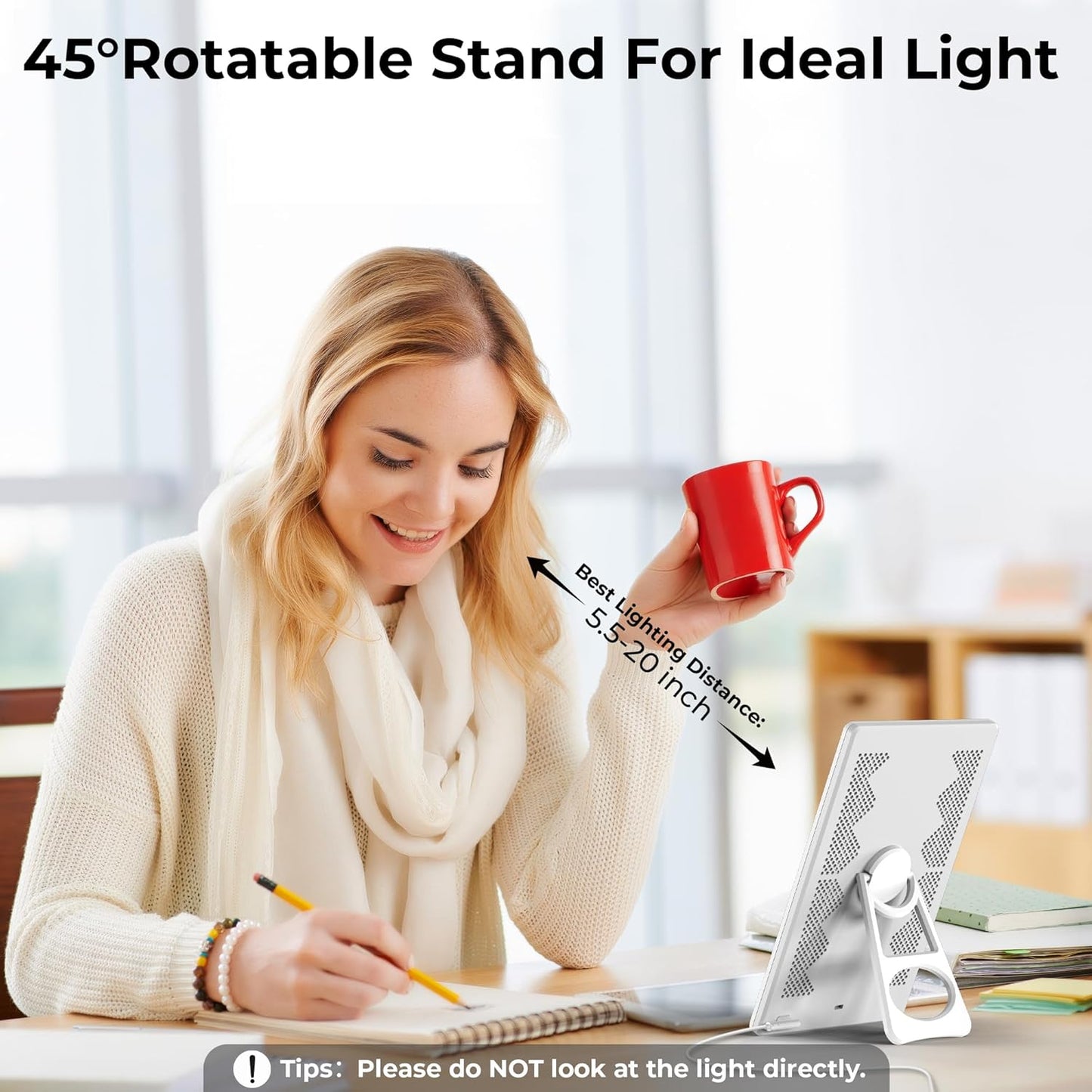 Fitfirst Light Therapy Lamp Portable 10000 Lux UV-Free Full Spectrum LED DEMO