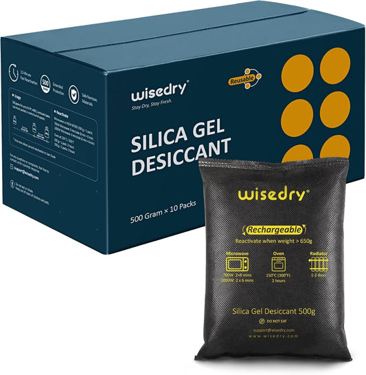 wisedry Rechargeable 500g Silica Gel Car Dehumidifier Pack, 9-Pack, Black DEMO