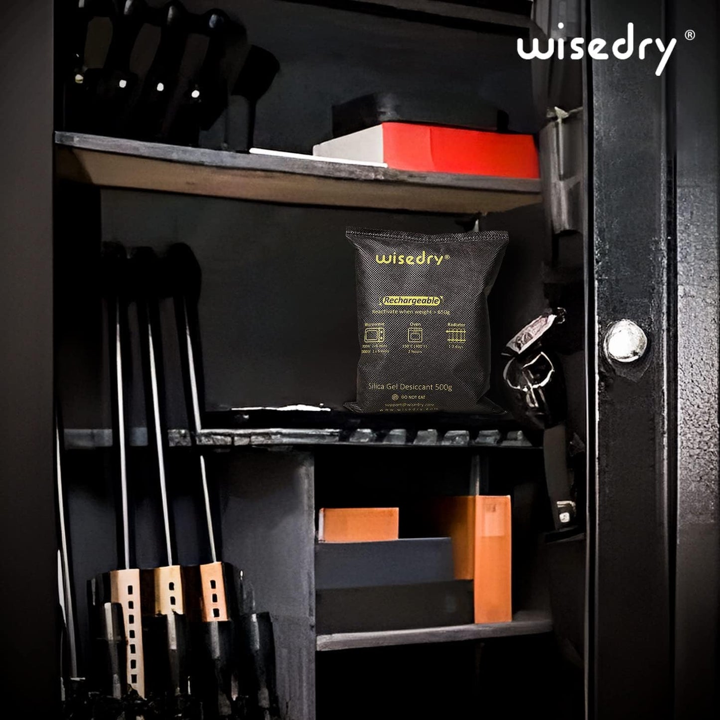 wisedry Rechargeable 500g Silica Gel Car Dehumidifier Pack, 9-Pack, Black DEMO