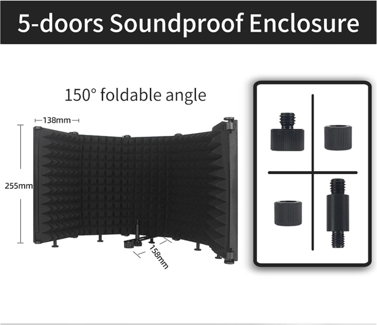 YDuupxe Foldable 5-Panel Acoustic Absorbing Soundproof Desk Partition DEMO