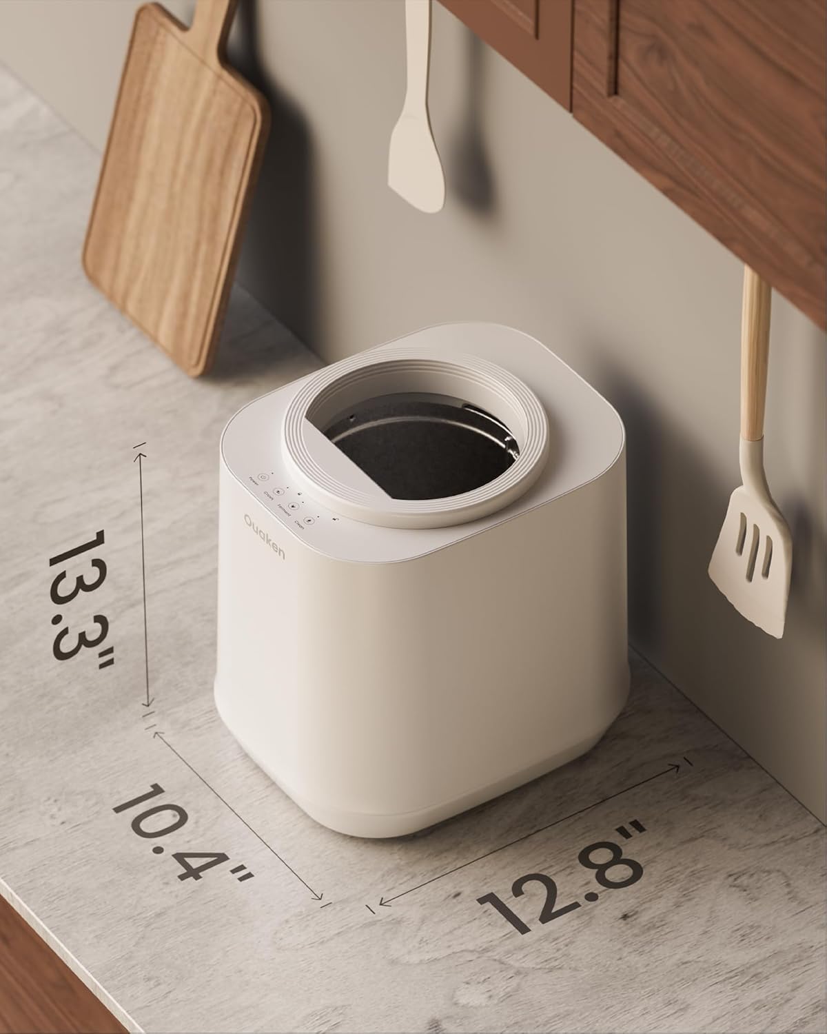 Ouaken 4L Smart Countertop Compost Bin Odorless Low Waste Kitchen Trash Can NEW