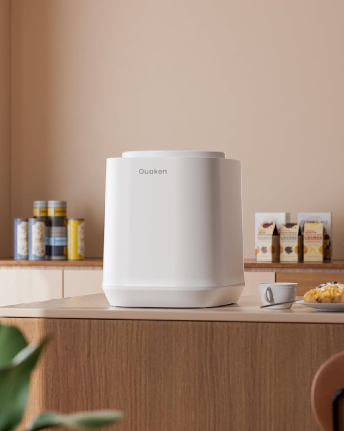 Ouaken 4L Smart Countertop Compost Bin Odorless Low Waste Kitchen Trash Can NEW