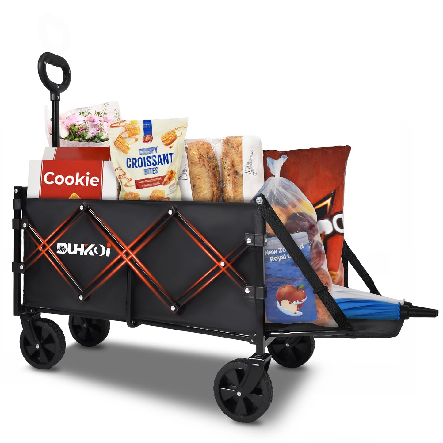 DUHKOI Foldable Garden Wagon Trolley Extended 120L Capacity 170kg Load DEMO