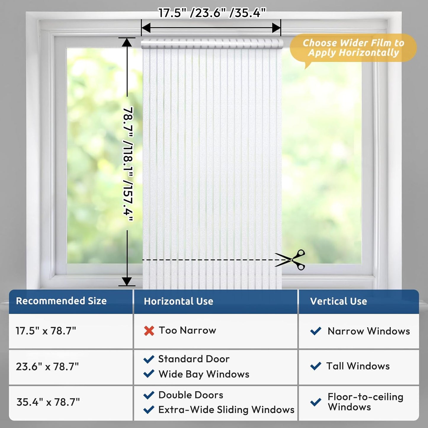 rabbitgoo Window Film Static Cling Decorative Privacy Non-Adhesive 44.5 x DEMO