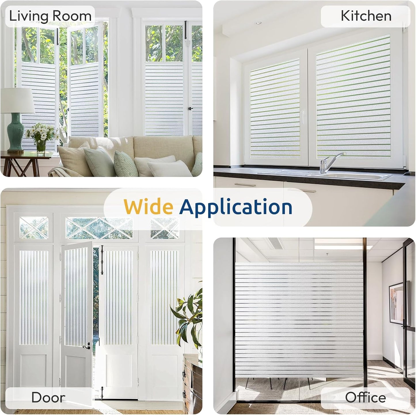 rabbitgoo Window Film Static Cling Decorative Privacy Non-Adhesive 44.5 x DEMO