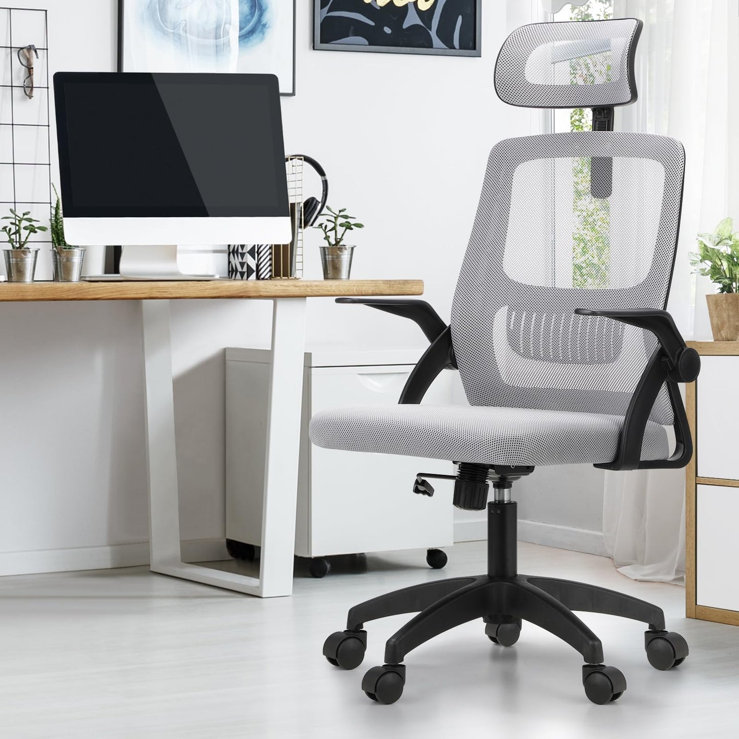 OIKITURE Ergonomic Desk Chair Highly Breathable Office Removable Black and NEW