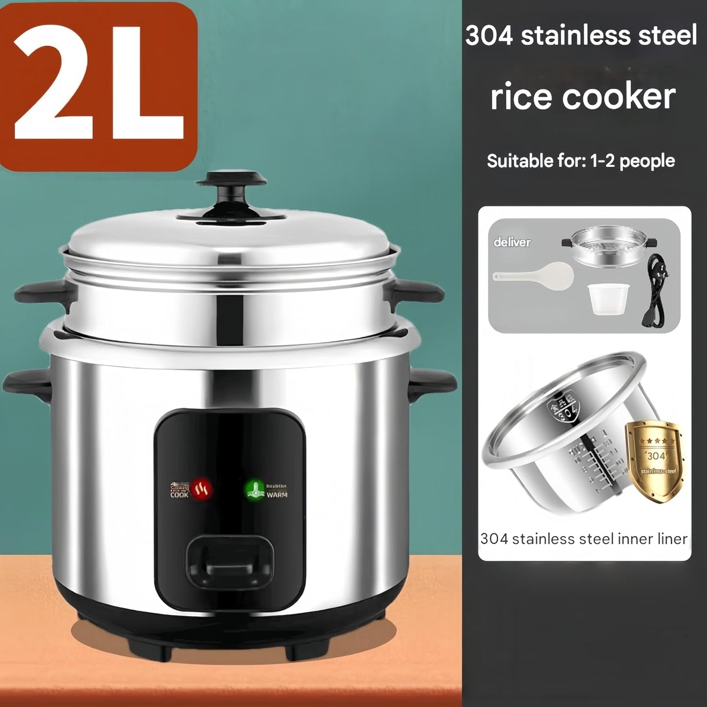 AOBMFNQB Stainless Steel Rice Cooker 2L-6L Capacity Multi-Functional DEMO
