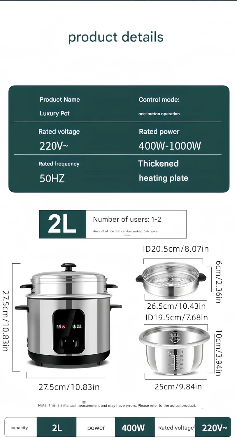 AOBMFNQB Stainless Steel Rice Cooker 2L-6L Capacity Multi-Functional DEMO
