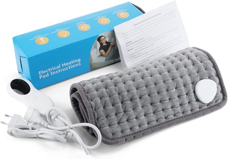 YIGEEGOOD Electric Heating Pad for Therapeutic Pain Relief - Grey Cotton DEMO