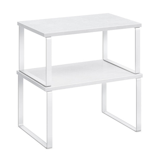 SONGMICS Kitchen Organizer Spice Rack Set of 2 Cupboard Storage Shelves Cloud