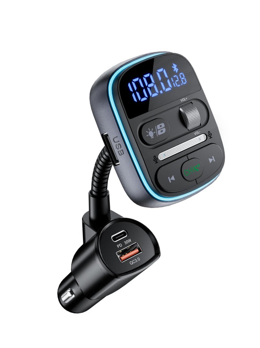 LENCENT 30W Input Adapters Bluetooth FM Transmitter Car Adapter with QC3.0 NEW