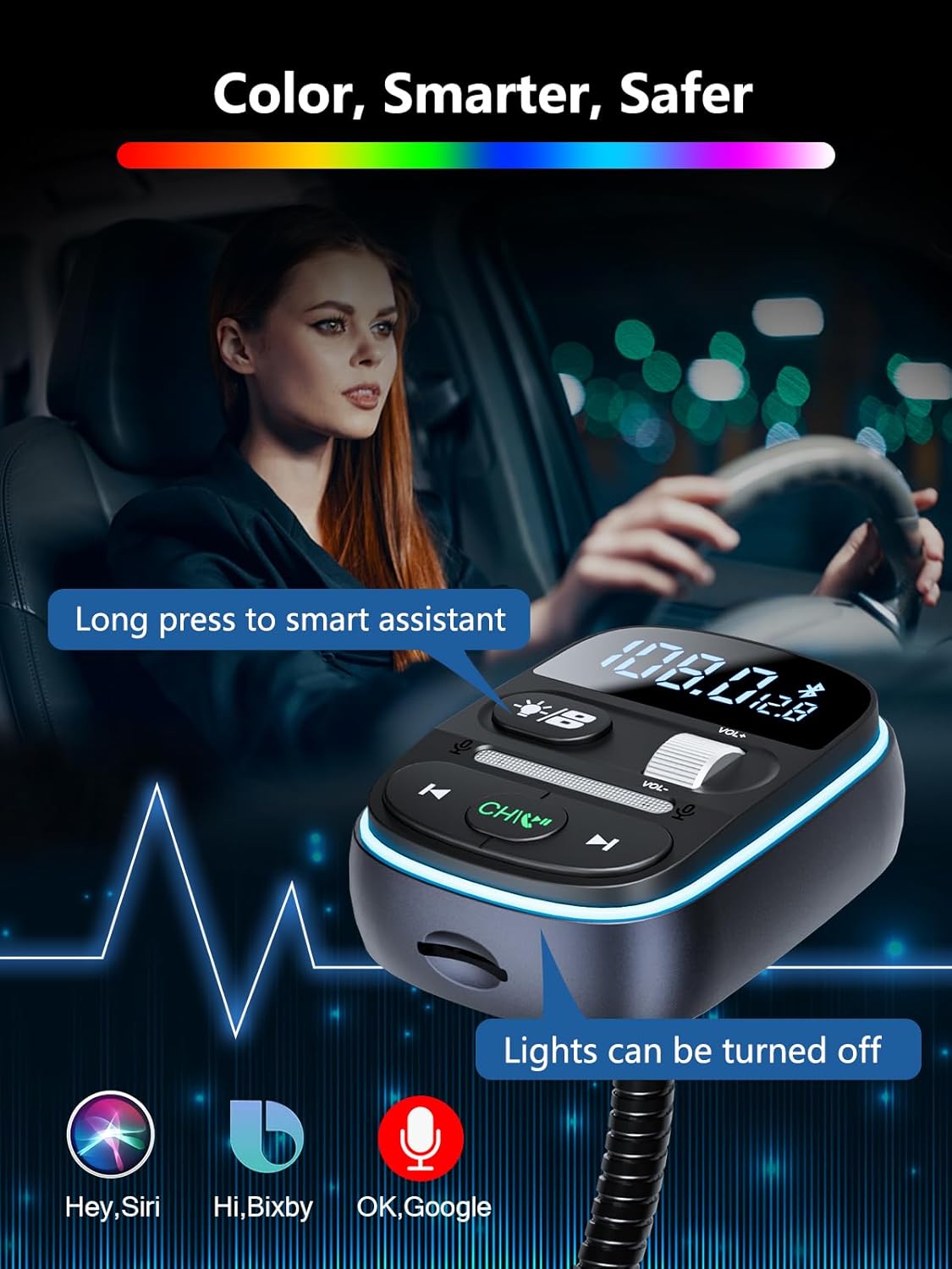 LENCENT 30W Input Adapters Bluetooth FM Transmitter Car Adapter with QC3.0 NEW