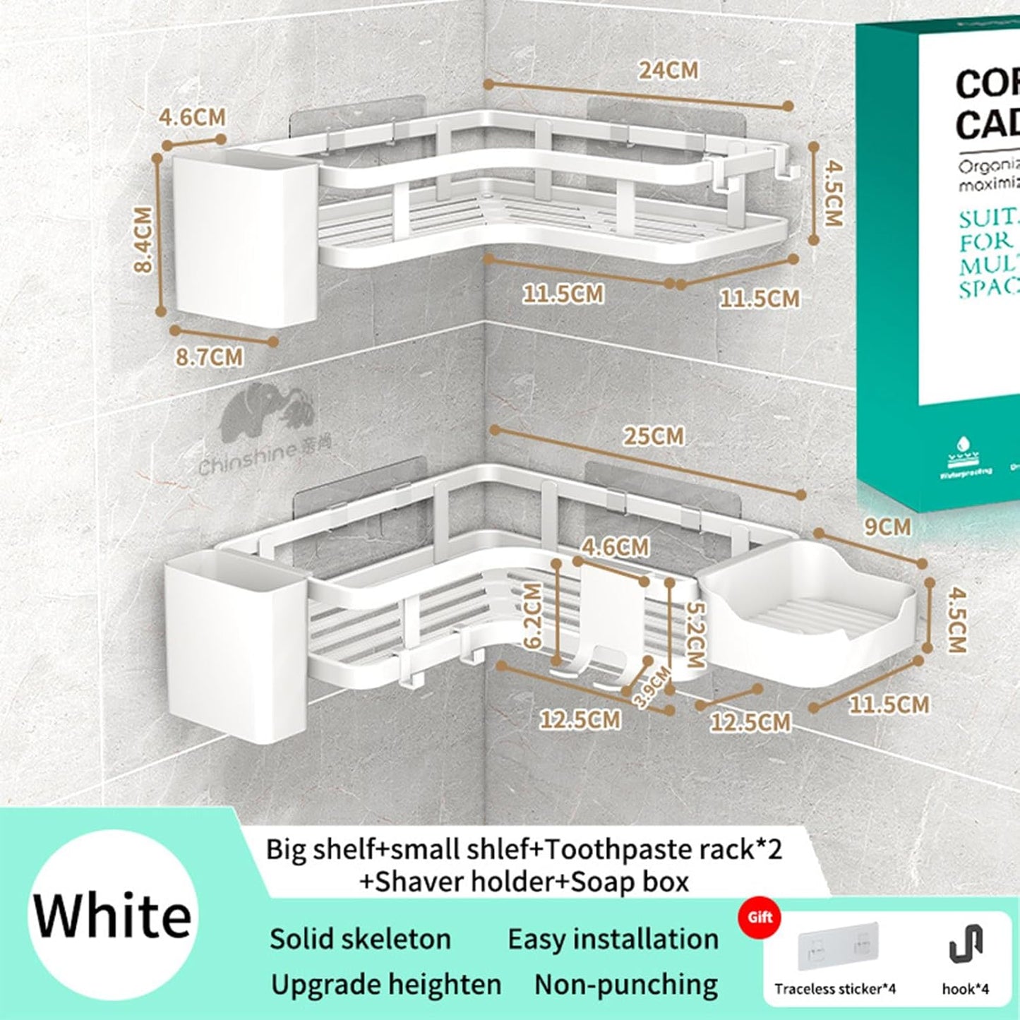 BZLMEAL Large Stainless Steel Bathroom Soap Dish Organizer Rust-Proof White NEW