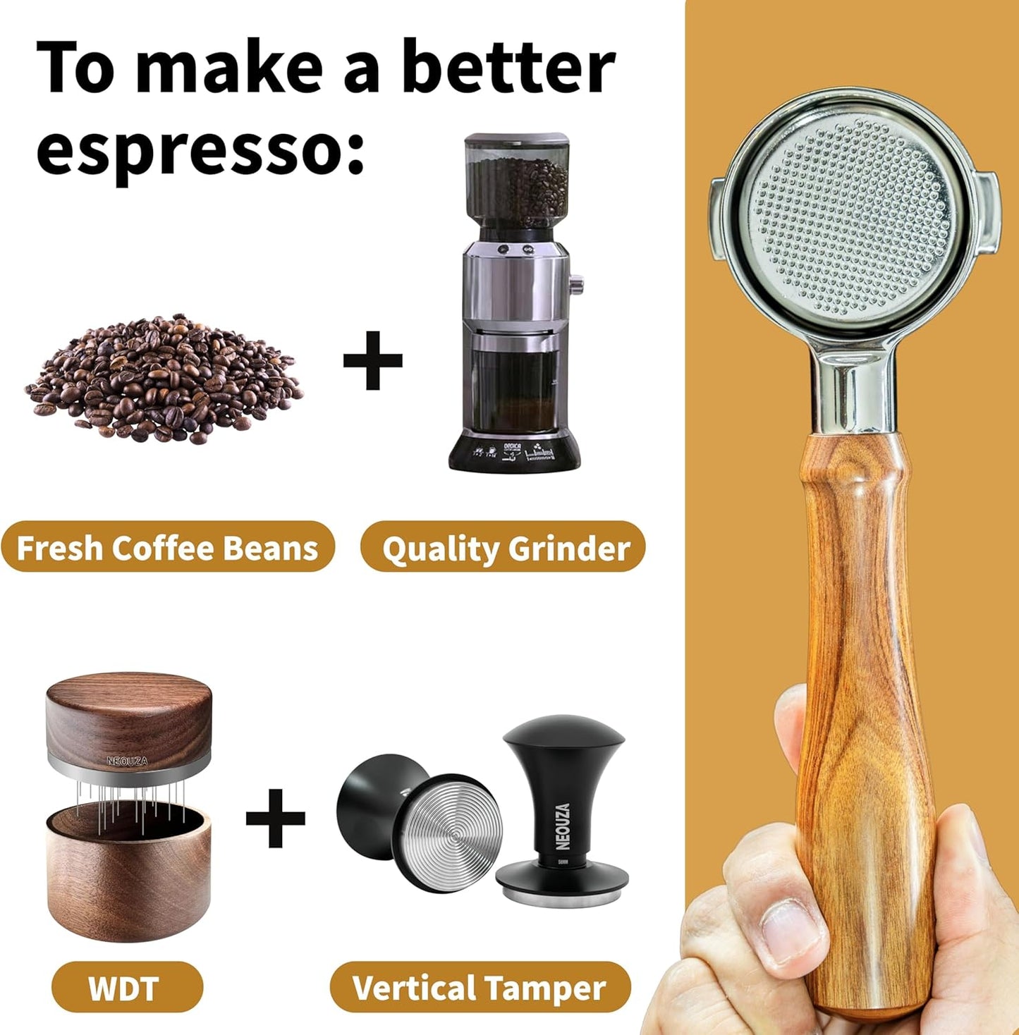 NEOUZA 51mm Bottomless Portafilter for Espresso Coffee Machines, Barista NEW