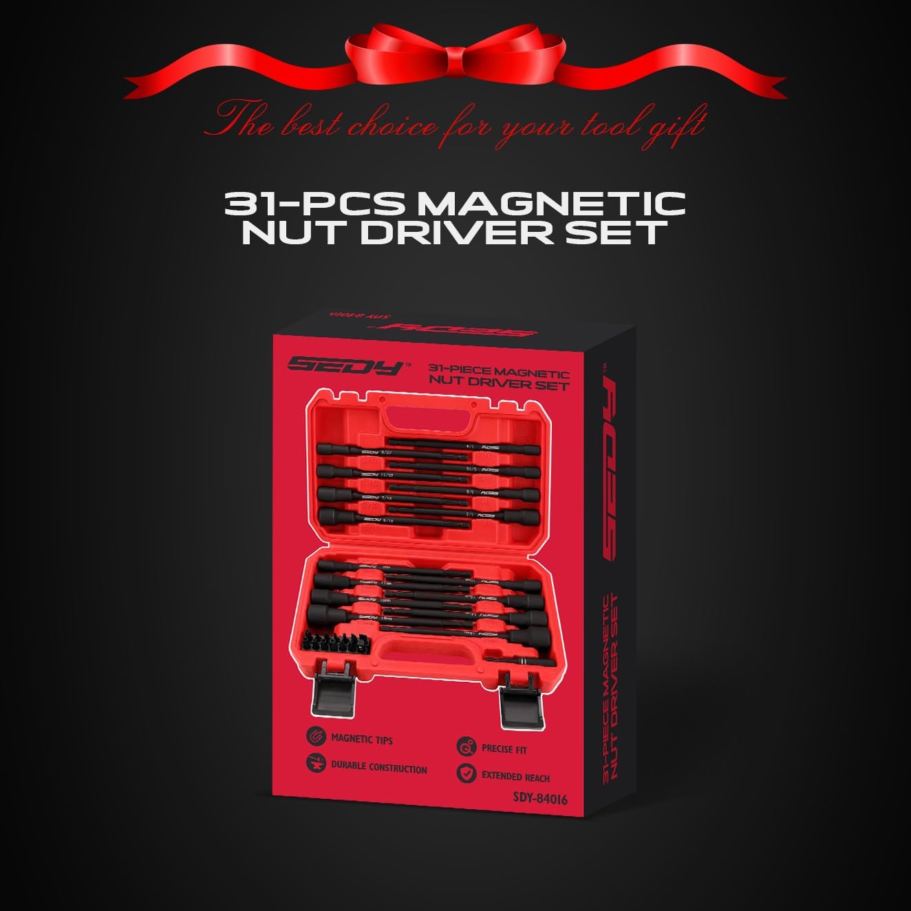 HORUSDY 31-Piece Tool Sets Magnetic Nut Driver Set, SAE & Metric Chrome DEMO