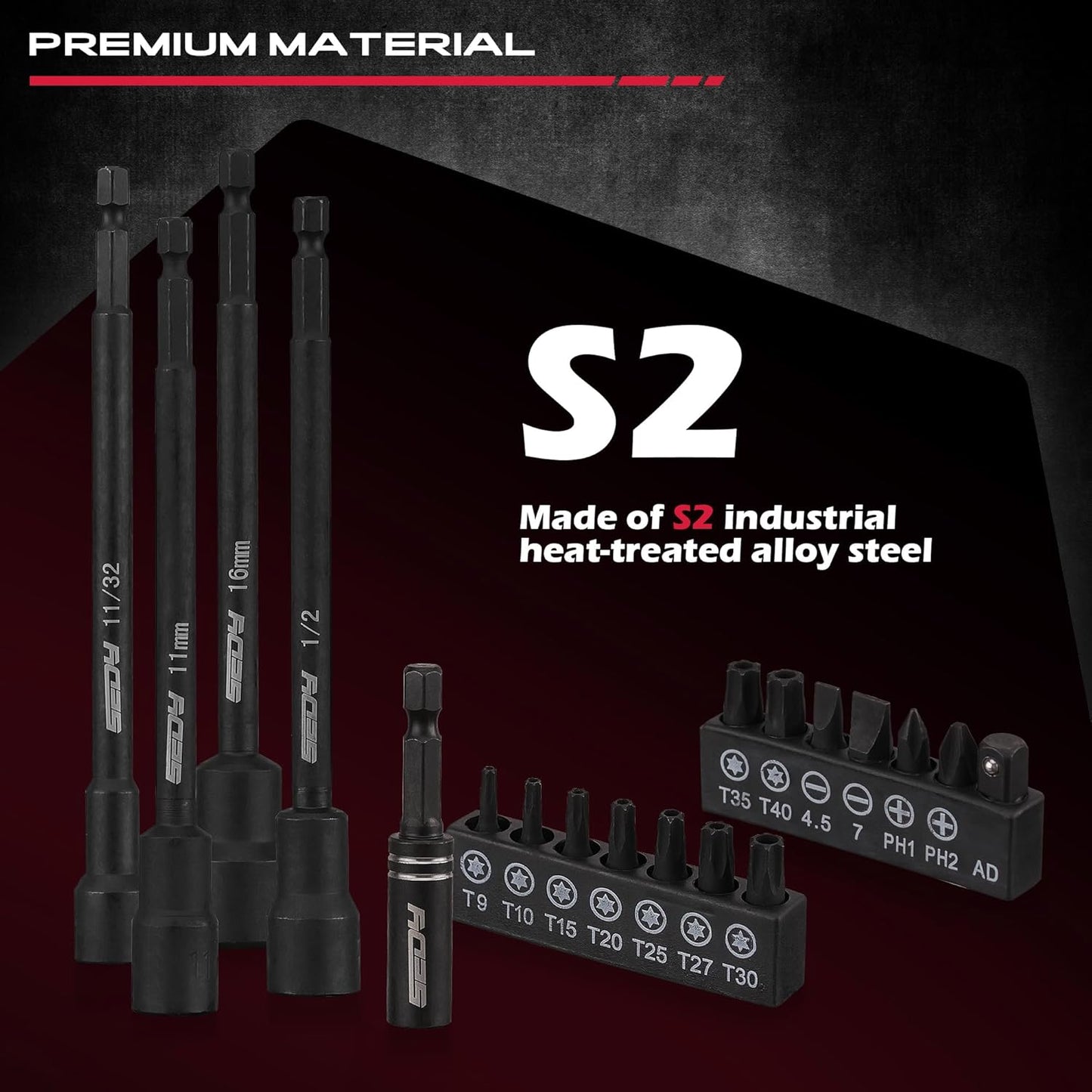 HORUSDY 31-Piece Tool Sets Magnetic Nut Driver Set, SAE & Metric Chrome DEMO