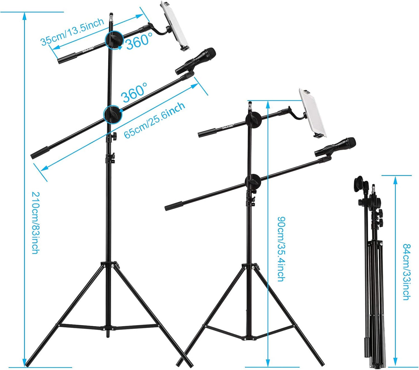 IMAGE Collapsible Stands Adjustable Microphone Stand with Clip Holder for DEMO