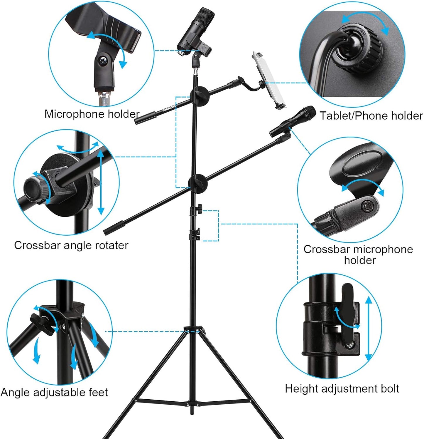 IMAGE Collapsible Stands Adjustable Microphone Stand with Clip Holder for DEMO