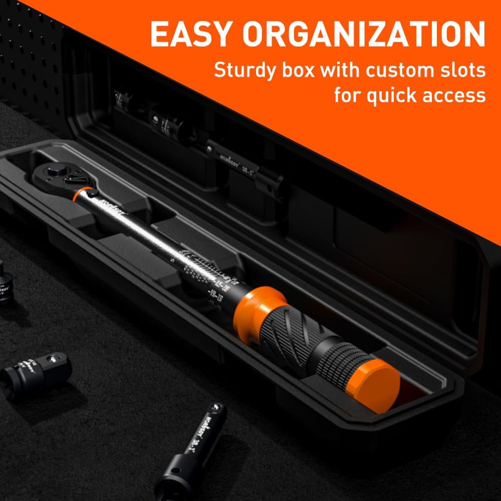 HORUSDY 3/8-Inch Hand Tools Drive Click Torque Wrench Set 5-45 ft-lb DEMO