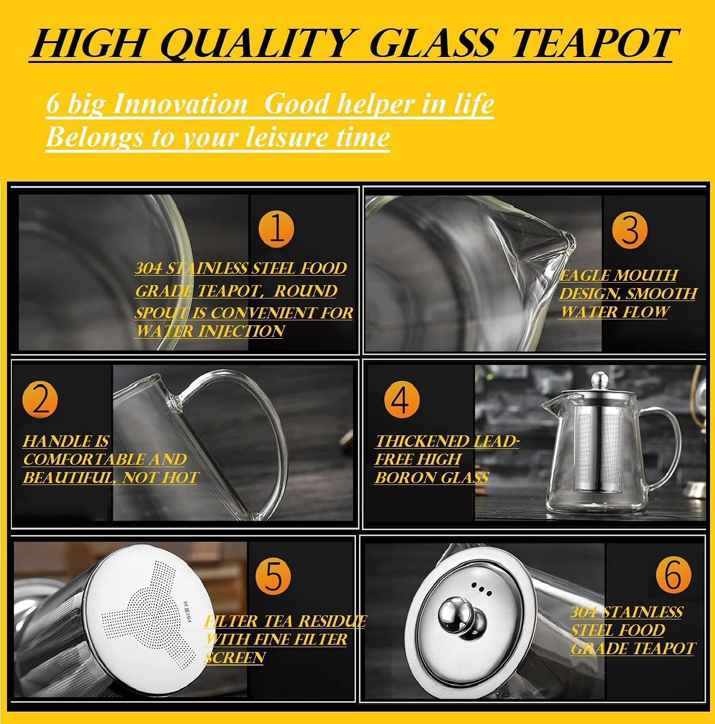 WEEMAGIC Glass Stovetop Kettles Teapot Tea Kettle with Stainless Steel DEMO