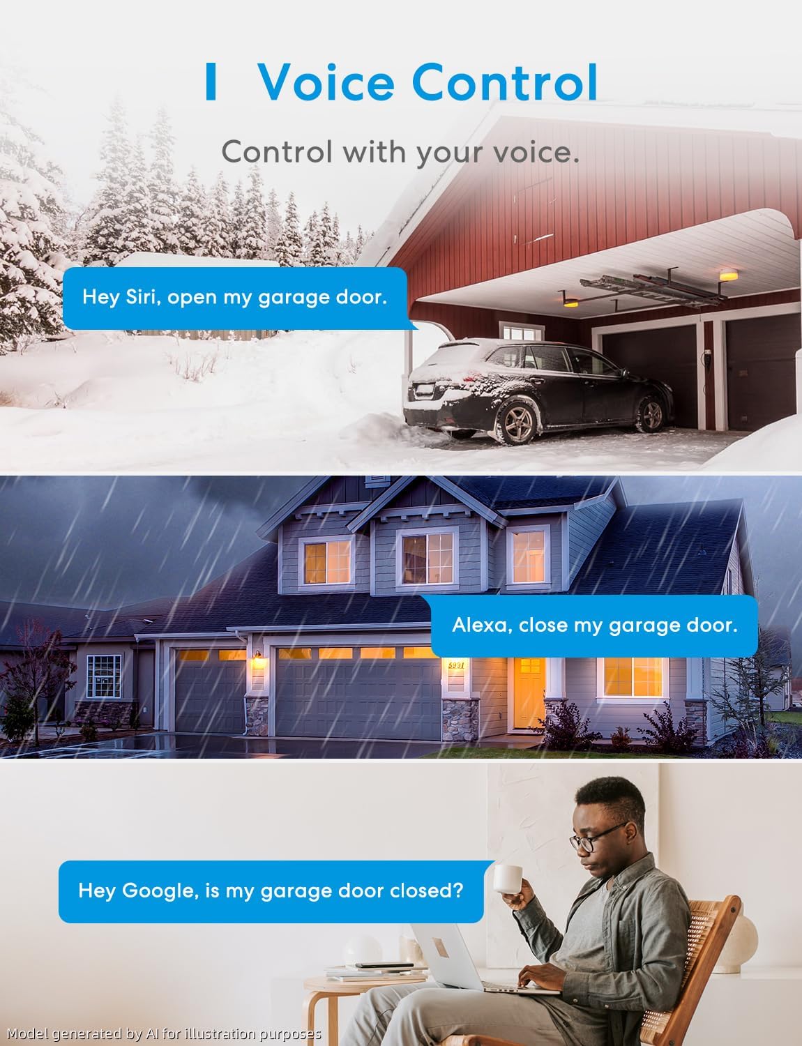 meross Smart Hardware Garage Door Opener with External Antenna for DEMO