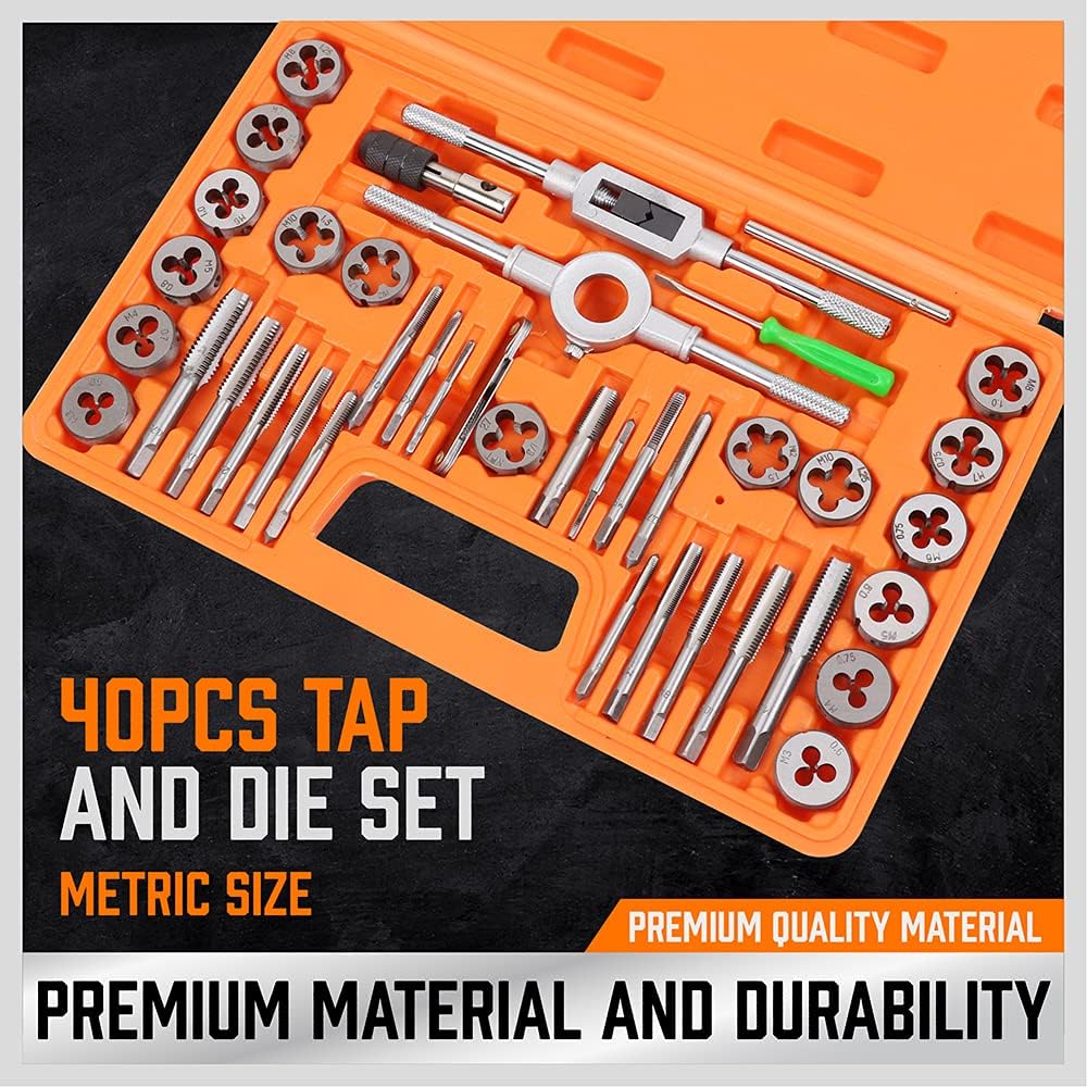 HORUSDY 40-Piece Metric Tap and Die Set - Professional Threading Repair DEMO