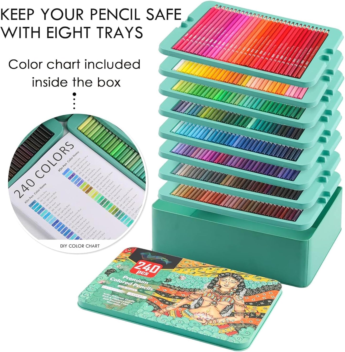 SEAYO 240 Pencils Color Pencil Set Soft Core Leads for Adult Artists DEMO