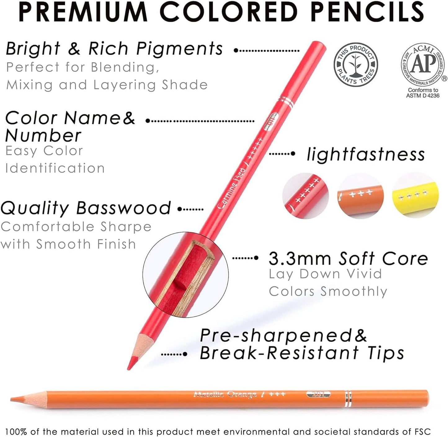 SEAYO 240 Pencils Color Pencil Set Soft Core Leads for Adult Artists DEMO