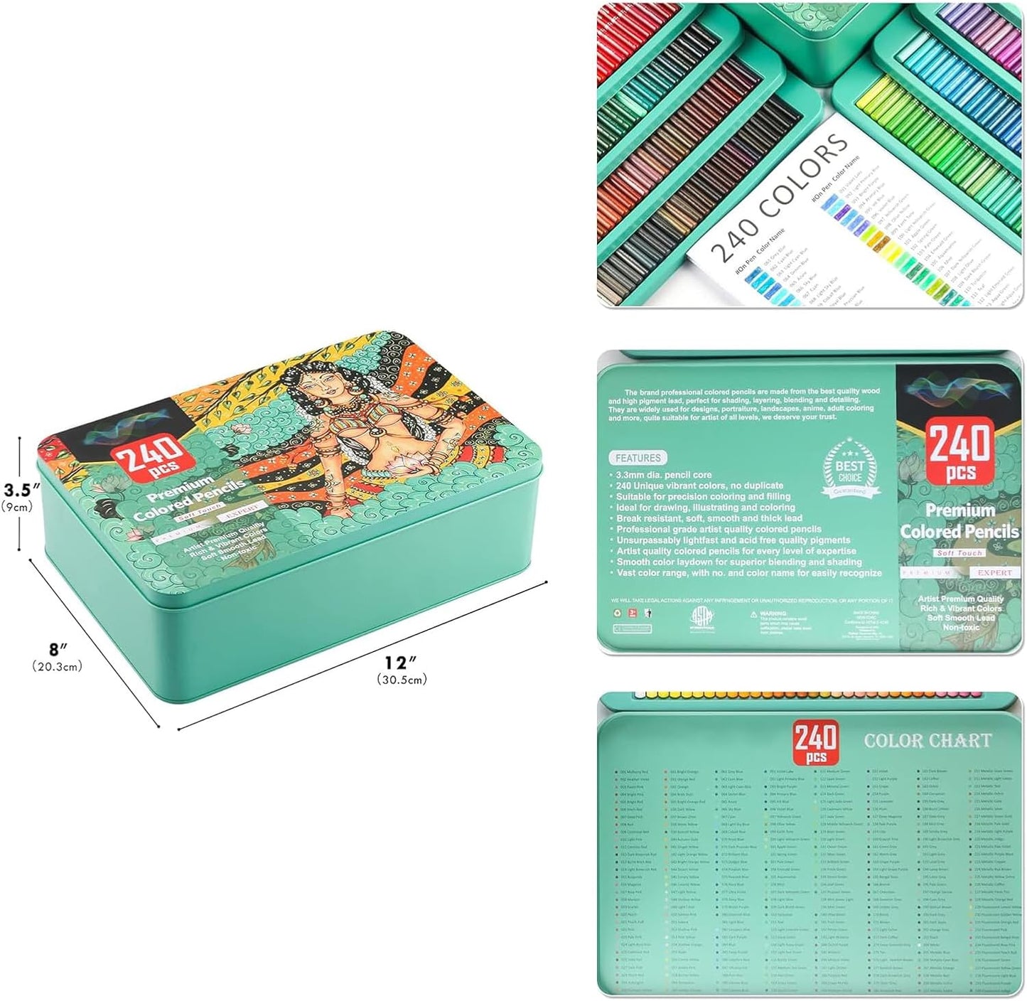 SEAYO 240 Pencils Color Pencil Set Soft Core Leads for Adult Artists DEMO