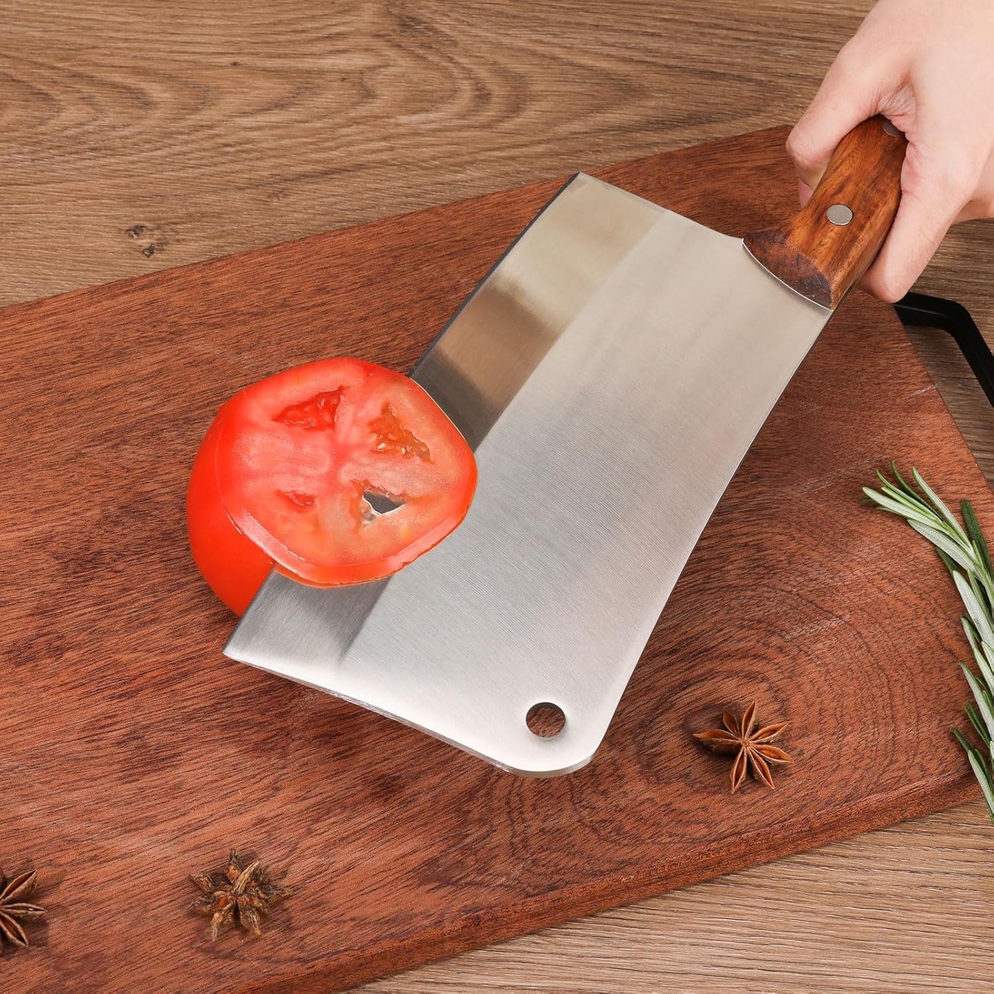 HERMANO 8 Inch Stainless Steel Chef's Knife - High-Quality Silver Chopping DEMO