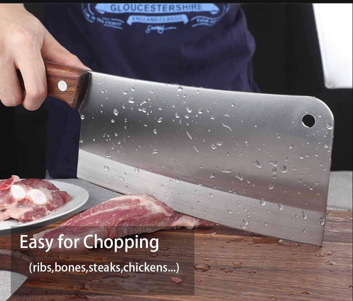 HERMANO 8 Inch Stainless Steel Chef's Knife - High-Quality Silver Chopping DEMO