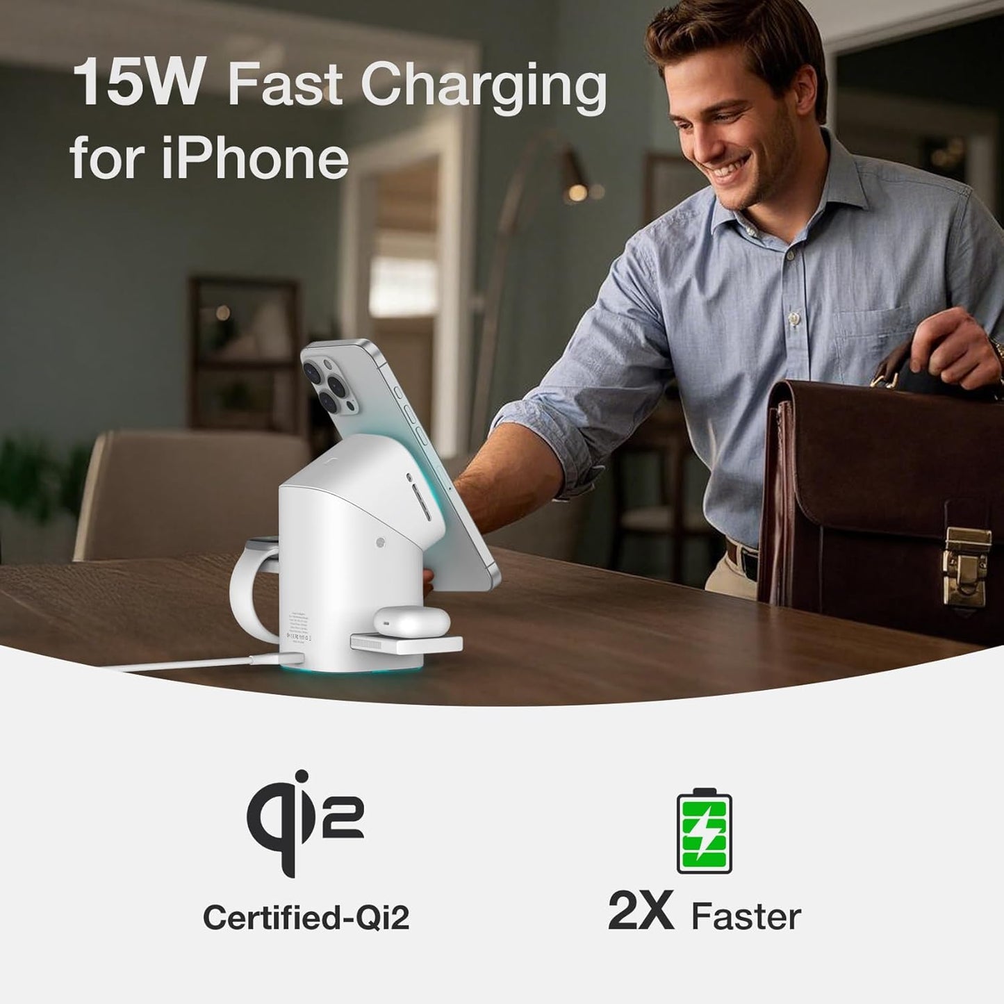 TOUGH ON Induction Chargers Qi2 3-in-1 Wireless Charging Station for DEMO