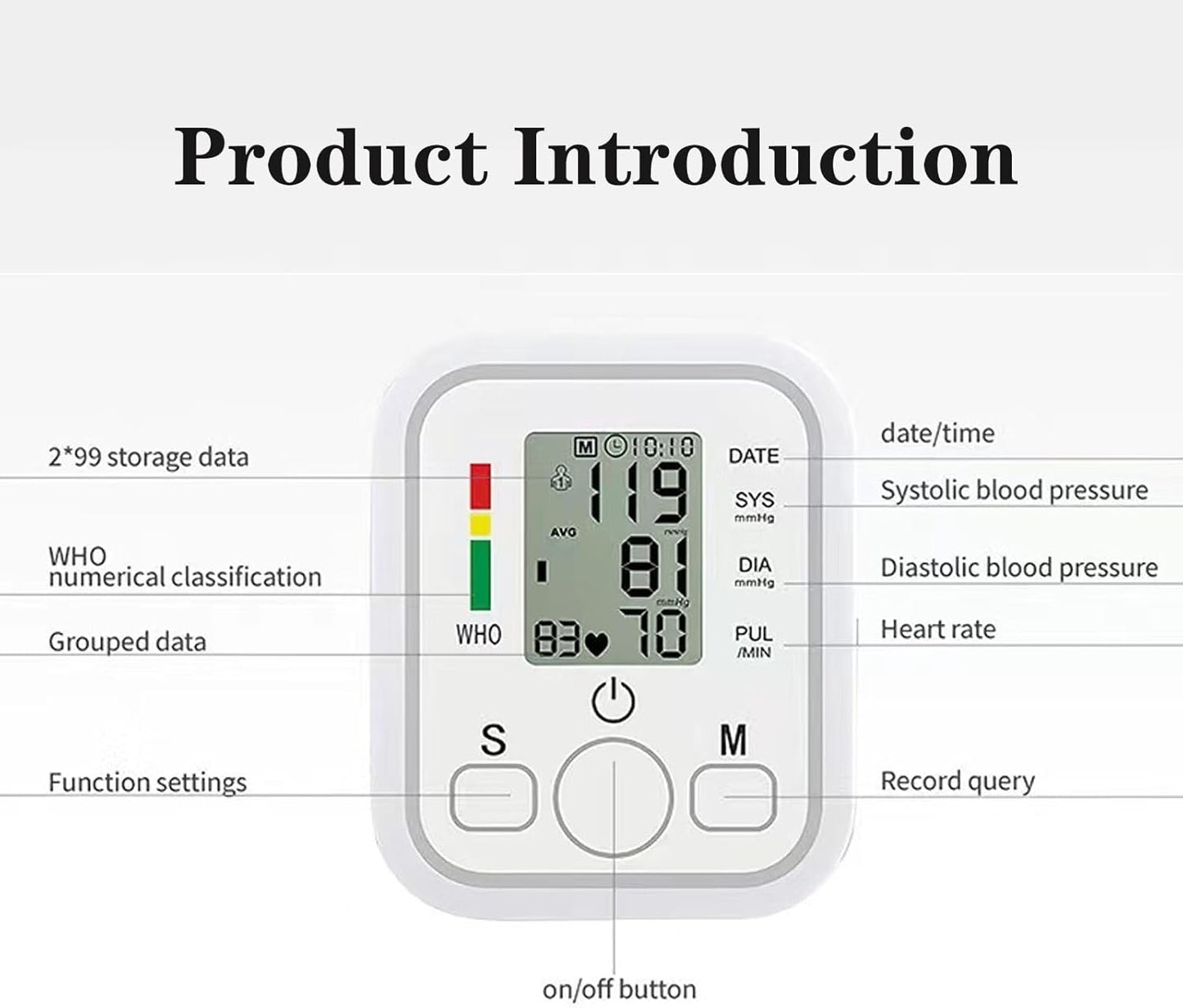 Wakouter Portable Electronic Blood Pressure Monitor Irregular Heartbeat DEMO