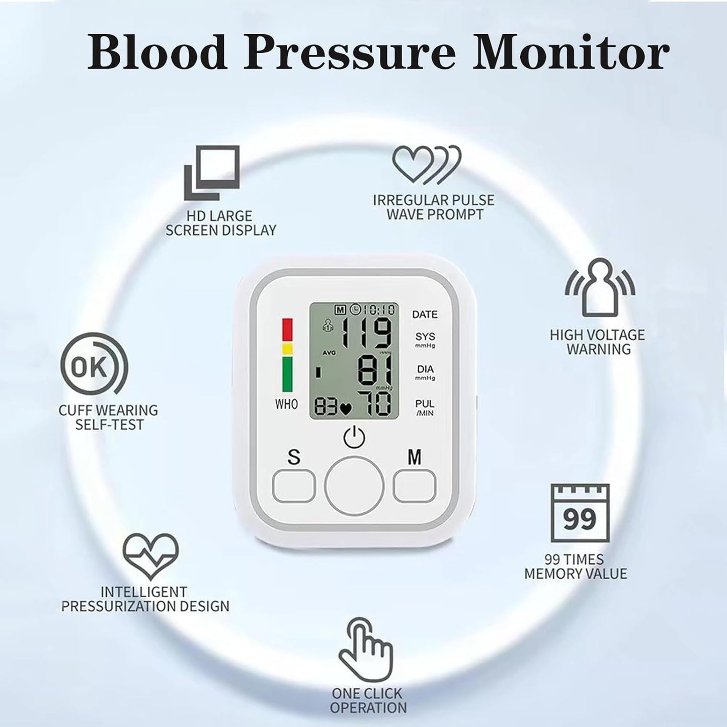 Wakouter Portable Electronic Blood Pressure Monitor Irregular Heartbeat DEMO