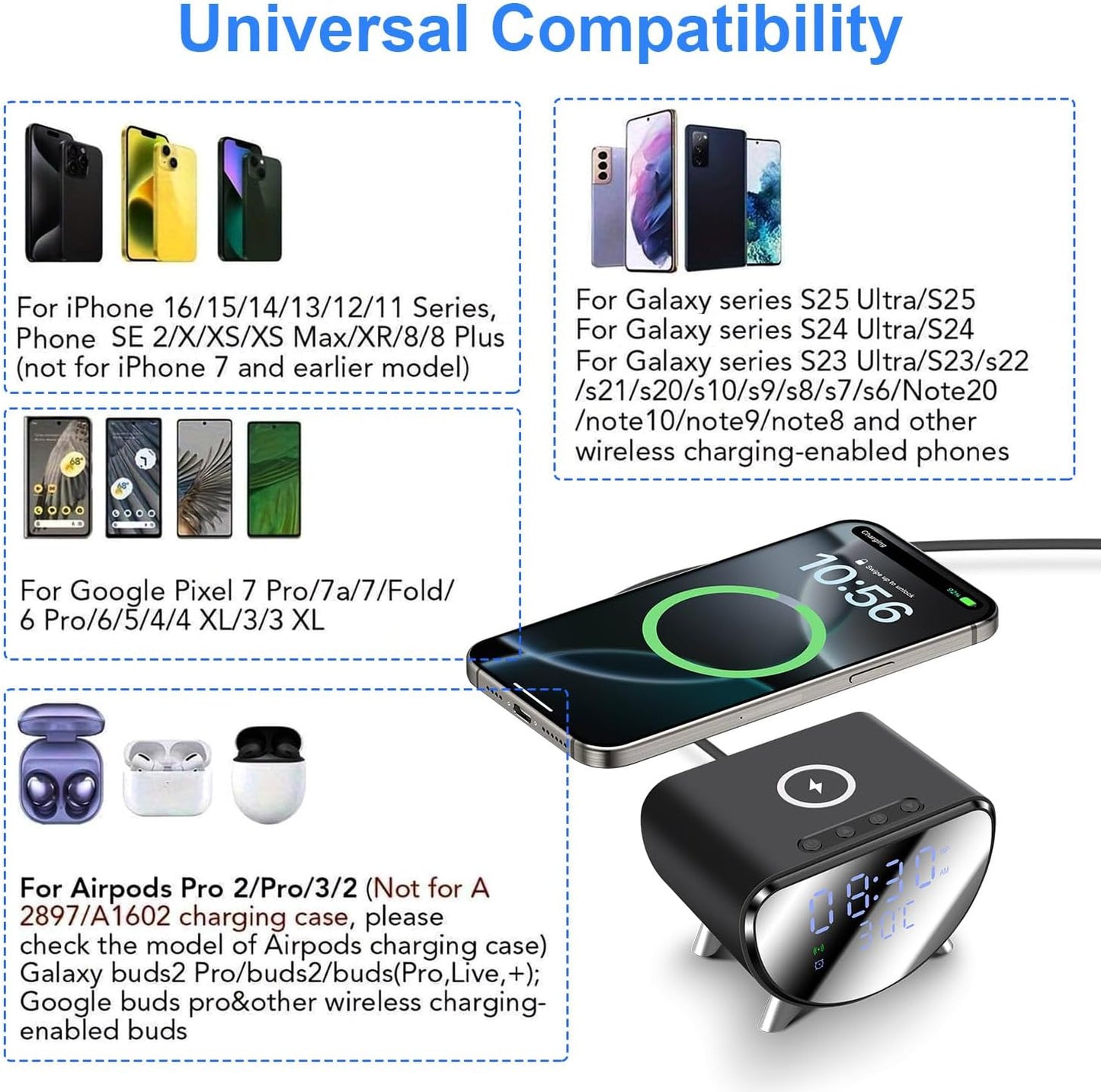 FDGAO 15W Induction Chargers Fast Wireless Charging Station with Digital DEMO