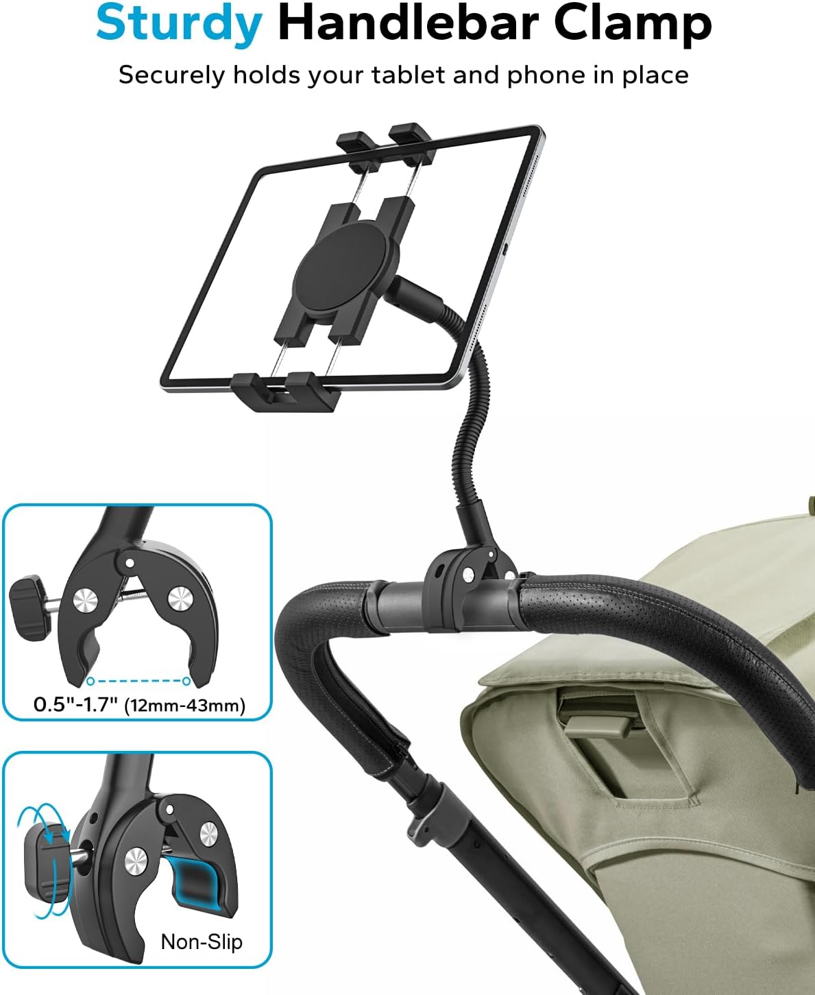 Charchendo Tablet Stands Holder Gooseneck Mount for Bike Handlebar iPad DEMO