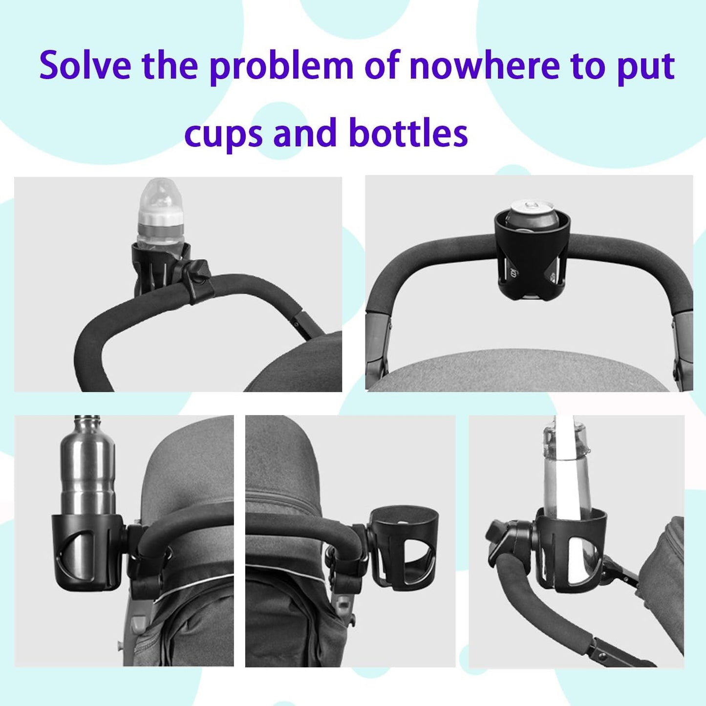 YIQFOCA Adjustable Cup Holder for Bicycle Trolley Multi-Purpose Drinks DEMO