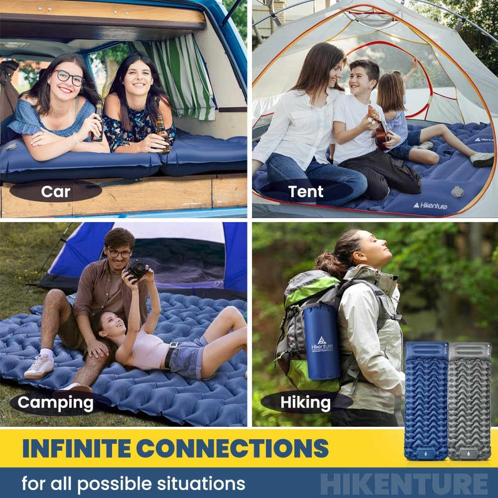 HIKENTURE Self-Inflating Sleeping Mat Backpacking Pad, Blue Single, DEMO